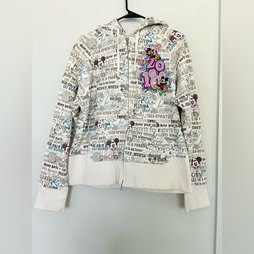 WALT DISNEY WORLD VINTAGE 2010 CHARACTER ZIP UP HOODIE SZ XL